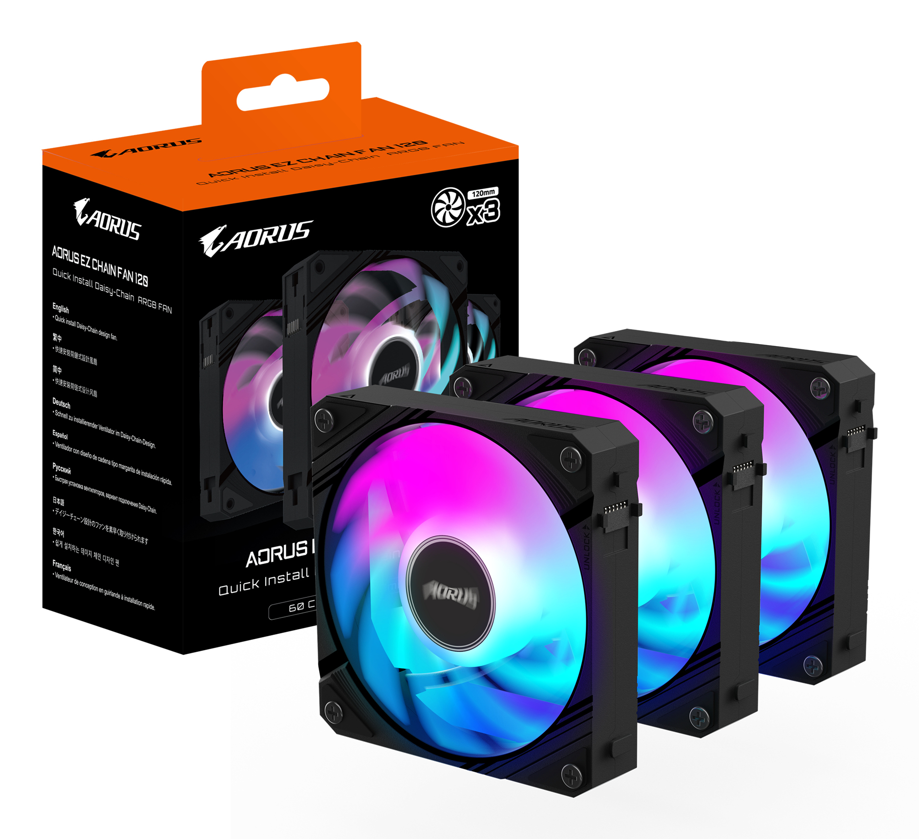 GIGABYTE AORUS EZ CHAIN FAN 120 (3-Pack) Moederbord Ventilator 12 cm Zwart 3 stuk(s) - Afbeelding 7