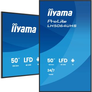 iiyama LH5064UHS-B1AG beeldkrant Digitale signage flatscreen 127 cm (50″) Wifi 500 cd/m² 4K Ultra HD Zwart Type processor Android 24/7