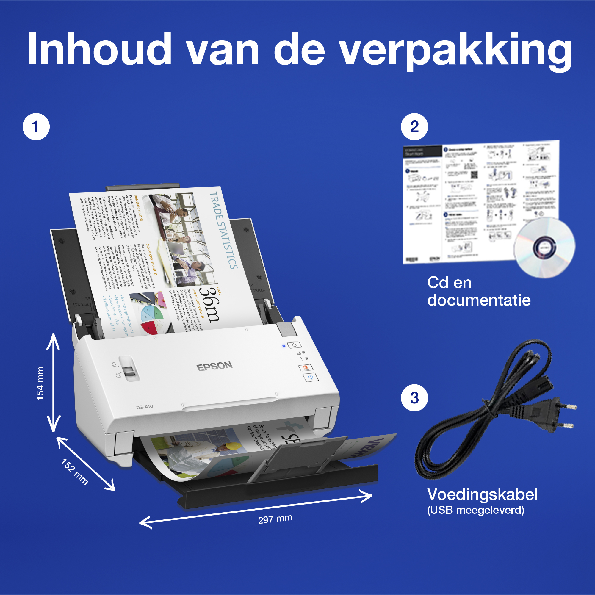 Epson WorkForce DS-410 compacte zakelijke sheet-fed A4-scanner met automatische documentinvoer voor 50 vellen en Document Capture Pro-software - Afbeelding 3
