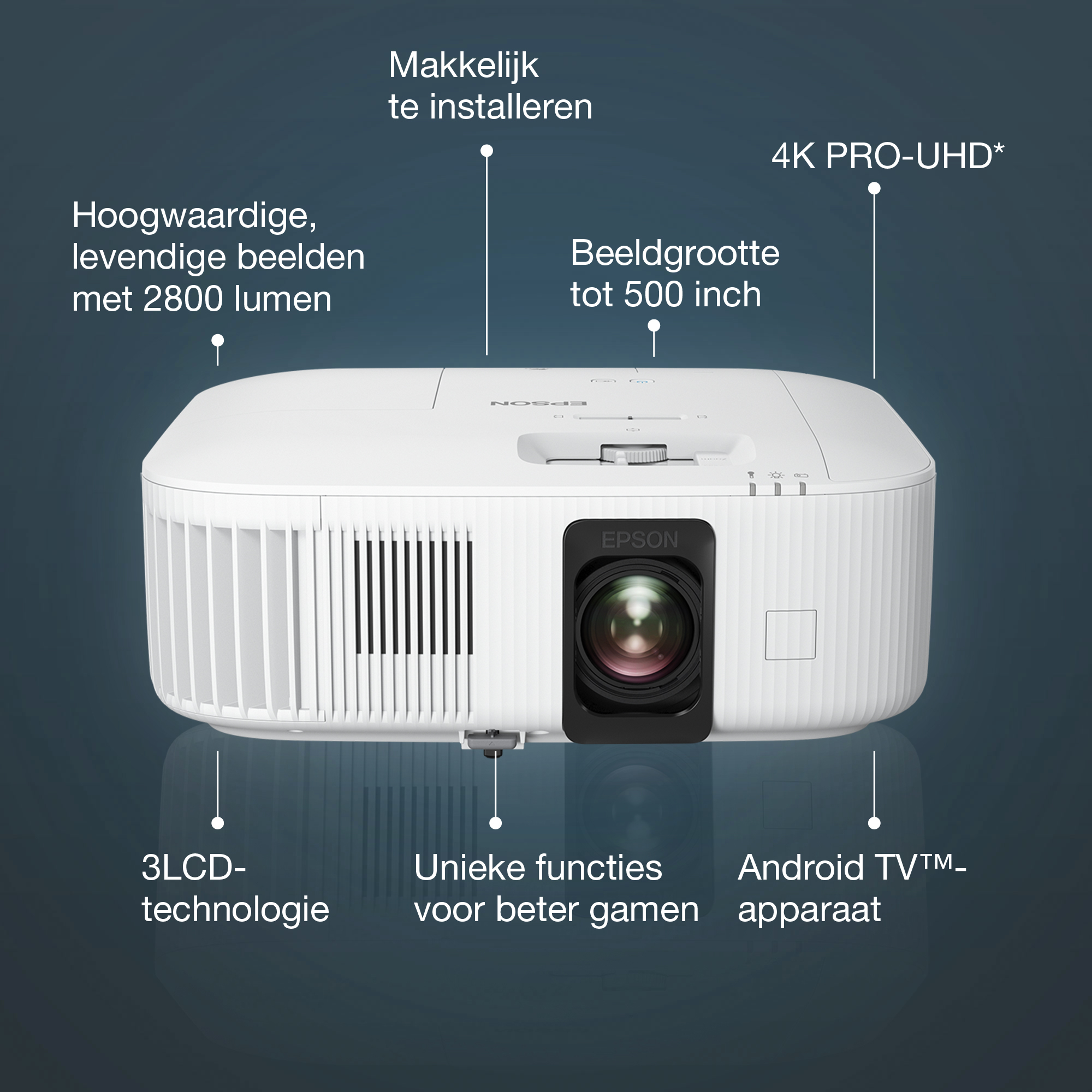 Epson EH-TW6250 4K PRO-UHD smart laserprojector, 2800 lumen, scherm van maximaal 500 inch - Afbeelding 2