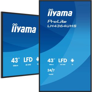 iiyama LH4364UHS-B1AG beeldkrant Digitale signage flatscreen 109,2 cm (43″) LED Wifi 500 cd/m² 4K Ultra HD Zwart Type processor Android 24/7