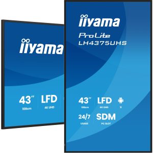 iiyama LH4375UHS-B2AG beeldkrant Digitale signage flatscreen 108 cm (42.5″) LCD Wifi 500 cd/m² 4K Ultra HD Zwart Type processor Android 11 24/7