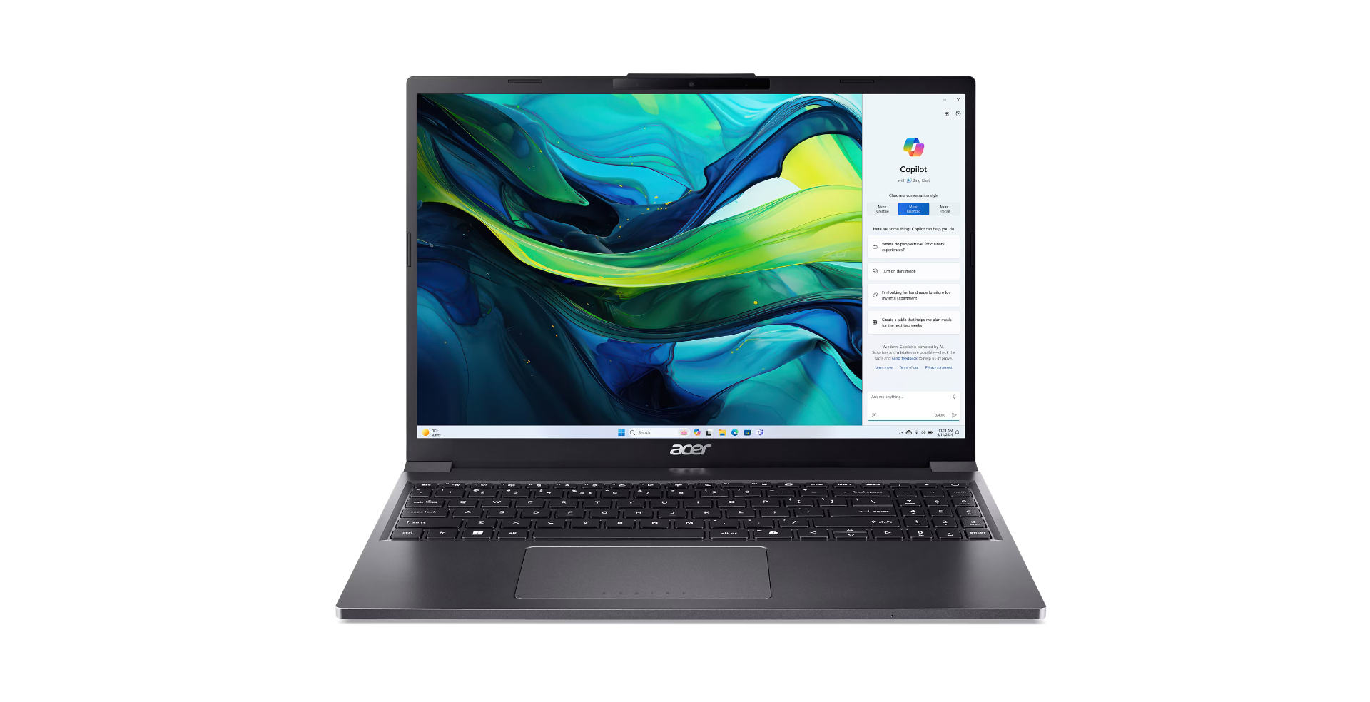Acer Aspire Go 15 AG15-51P-783Z Intel® Core™ i7 i7-1355U Laptop 38,9 cm (15.3") WUXGA 16 GB DDR5-SDRAM 1 TB SSD Wi-Fi 6 (802.11ax) Windows 11 Home Grijs