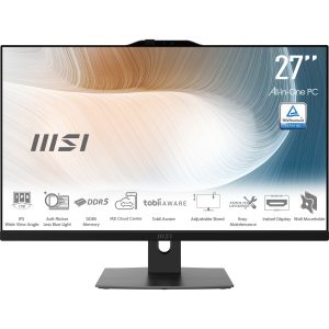 MSI Modern AM272P 1M-845EU All-in-One PC/workstation Intel Core 7 150U 68,6 cm (27″) 1920 x 1080 Pixels Alles-in-één-pc 16 GB DDR5-SDRAM 1 TB SSD Windows 11 Pro Wi-Fi 6E (802.11ax) Zwart