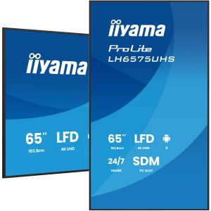 iiyama LH6575UHS-B2AG beeldkrant Digitale signage flatscreen 163,8 cm (64.5″) LCD Wifi 500 cd/m² 4K Ultra HD Zwart Type processor Android 11 24/7