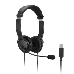 Kensington K33065WW hoofdtelefoon/headset Bedraad Hoofdband Kantoor/callcenter USB Type-A Zwart
