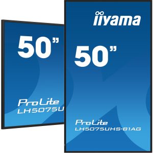 iiyama LH5075UHS-B1AG beeldkrant Digitale signage flatscreen 125,7 cm (49.5″) LCD Wifi 500 cd/m² 4K Ultra HD Zwart Type processor Android 11 24/7