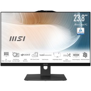 MSI Modern AM242TP 1M-1230EU Intel Core 3 100U 60,5 cm (23.8″) 1920 x 1080 Pixels Touchscreen Alles-in-één-pc 8 GB DDR5-SDRAM 256 GB SSD Windows 11 Pro Wi-Fi 6E (802.11ax) Zwart